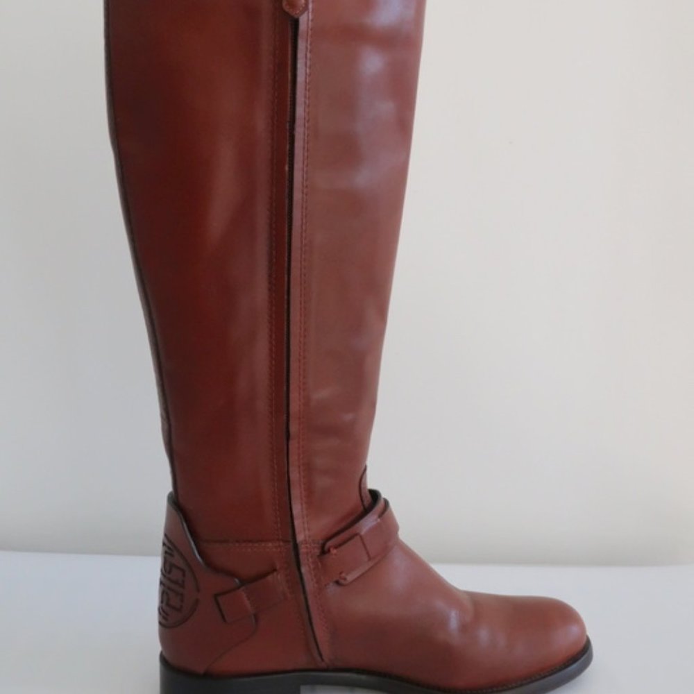 Tory Burch Derby Riding Boots Brown Leather - Picture 5 of 8